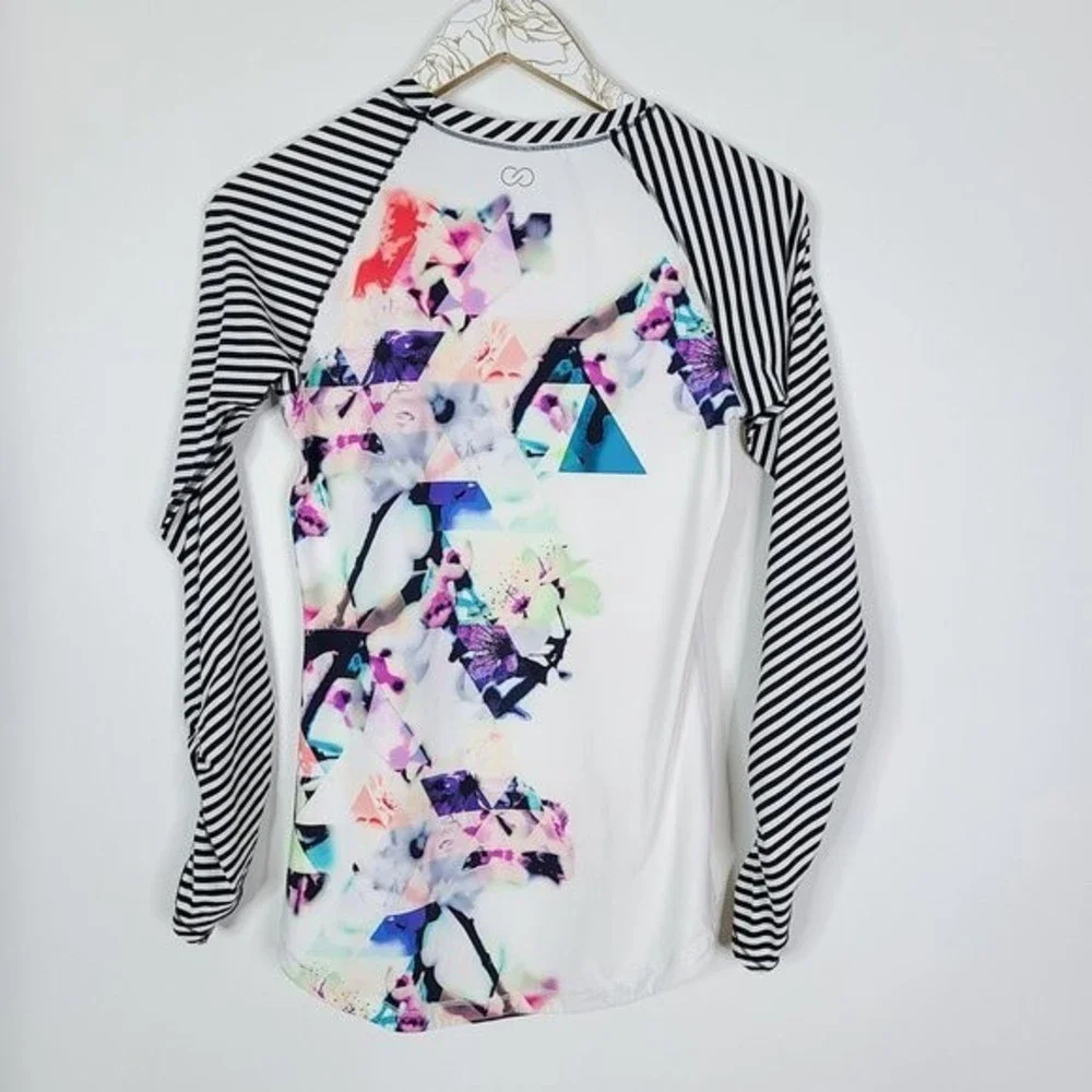 CALIA by Carrie Underwood Floral Mixed Print Long Sleeve Rash Guard Size Small - Picture 4 of 9